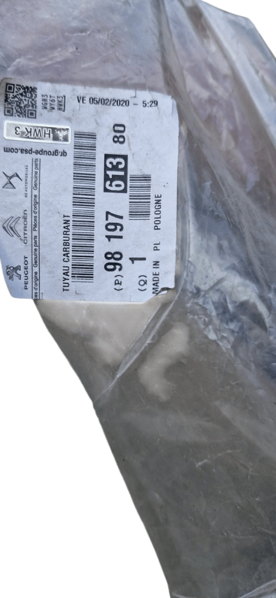 GENUINE PSA VAUXHALL VIVARO C DUAL FUEL LINE HOSE PIPE 9819761380 - Dragon Engines LTD