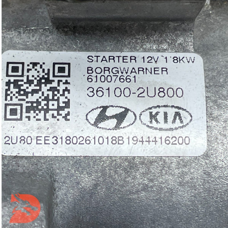 Hyundai / Kia / 2018 - On / 1.6L Diesel / Starter Motor / 36100 - 2U800 - Dragon Engines LTD