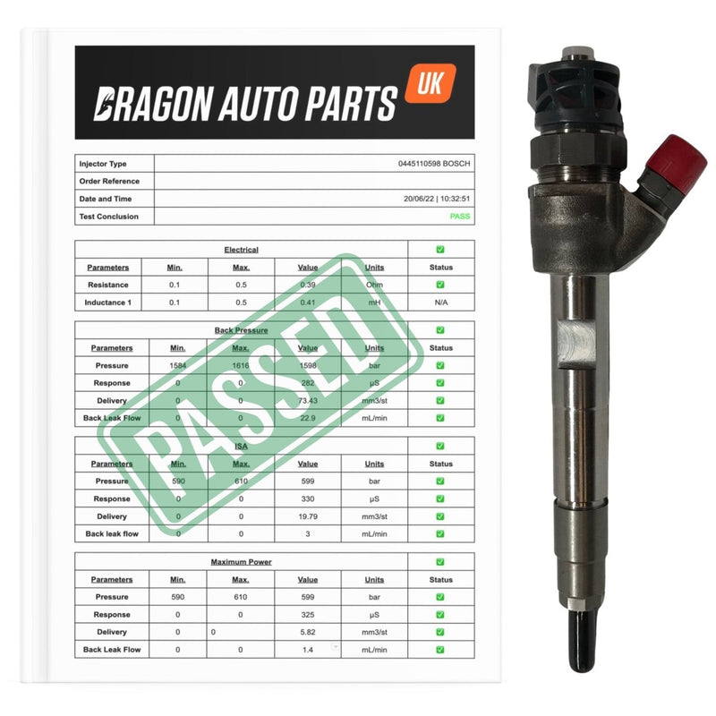 Tested BMW/Mini 2.0L Diesel Fuel Injector 8511630 / 0445110598 - Dragon Engines LTD