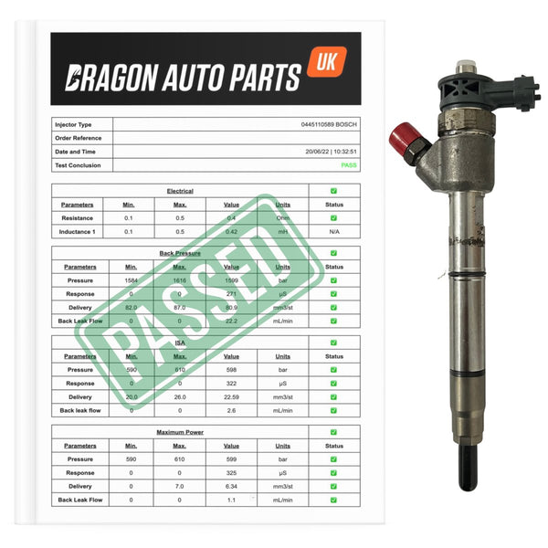 Tested Hyundai / Kia Diesel Fuel Injector 0445110589 / 33800-2A610 - Dragon Engines LTD