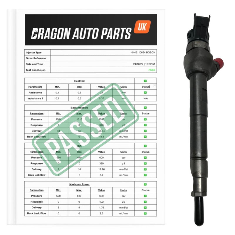 Tested Land Rover/Jaguar 2.0L Diesel Fuel Injector G4D3-9K546-AA / 0445110654 - Dragon Engines LTD